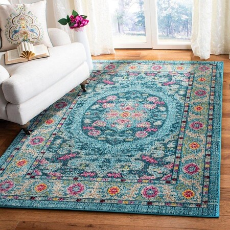 Safavieh 5 ft. 3 in. x 7 ft. 6 in. Madison 300 Rectangle Power-Loomed Rug - Light Blue & Fuchsia MAD306M-5